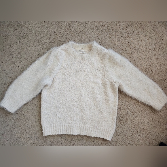 Anthropologie Cream Ivory Fuzzy Pullover Chunky Knit Sweater Size Large - Picture 5 of 11